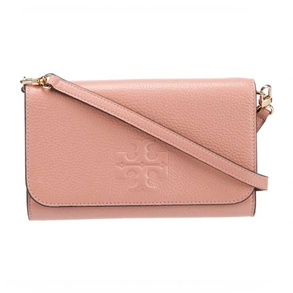 NWT! Tory Burch Thea Flat Wallet Pebbled Leather Crossbody Bag with Flat Wallet - Picture 2 of 13